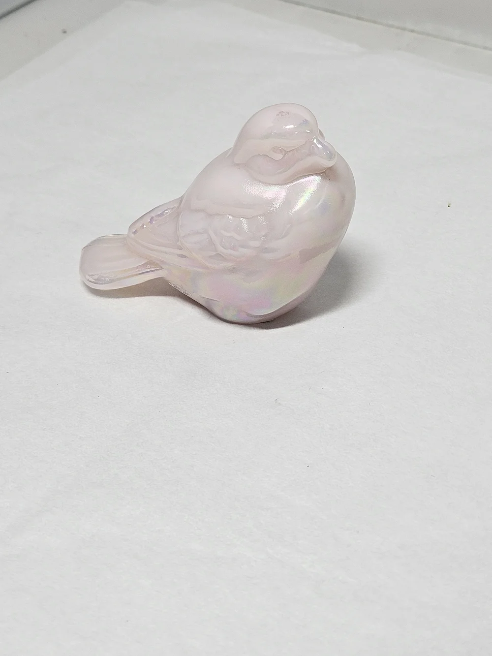 Vintage Fenton Art Glass Iridescent Pink Decorative Bird Figurine Figure